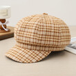Mũ beret nữ cổ điển kẻ caro, chất dạ thu đông, kiểu họa sĩ