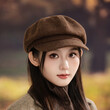 Mũ beret nữ cổ điển kẻ caro, chất dạ thu đông, kiểu họa sĩ