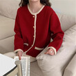 Áo khoác len cardigan nữ cài khuy đơn, đơn giản thanh lịch phong cách Hàn Quốc