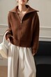 Áo len sợi cardigan nữ dây kéo dệt kim