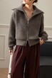 Áo len sợi cardigan nữ dây kéo dệt kim