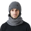 Mũ len liền khăn quàng cổ unisex giữ ấm mùa đông