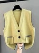 Áo len ghi lê cardigan cổ chữ v