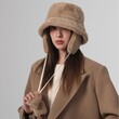 Mũ nữ mùa thu đông dày dặn, giữ ấm, chống gió, che tai, tai có thể tháo rời