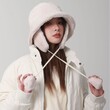 Mũ nữ mùa thu đông dày dặn, giữ ấm, chống gió, che tai, tai có thể tháo rời