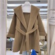 Áo khoác cashmere hai mặt có dây buộc