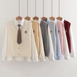 Bộ 2 món nữ áo len gile phối sơ mi
