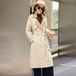 Áo khoác trench coat nữ dáng trung dài, cổ vest phối màu
