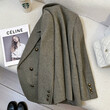 Áo khoác blazer nữ vải dạ dáng ngắn, rộng rãi, dày dặn mùa thu đông