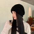 Mũ len nữ dạng chồng lớp giữ ấm mùa đông che tai, chụp đầu chống lạnh