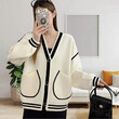 Áo khoác len cardigan nữ mùa Thu Đông phối sọc,thanh lịch và khí chất