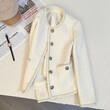 Áo blazer nữ trắng kem cổ tròn phong cách tiểu hương