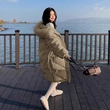 Áo khoác phao lông vũ nữ có mũ trùm đầu mùa đông