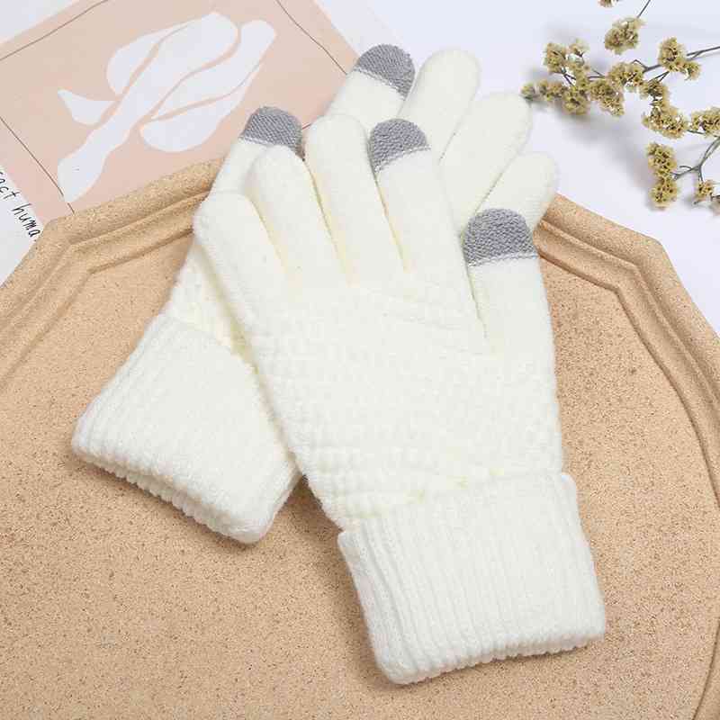 Găng tay dệt kim nữ màu trơn