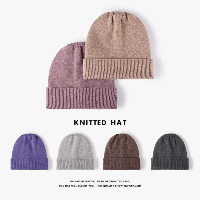 Mũ len nữ dệt kim trơn