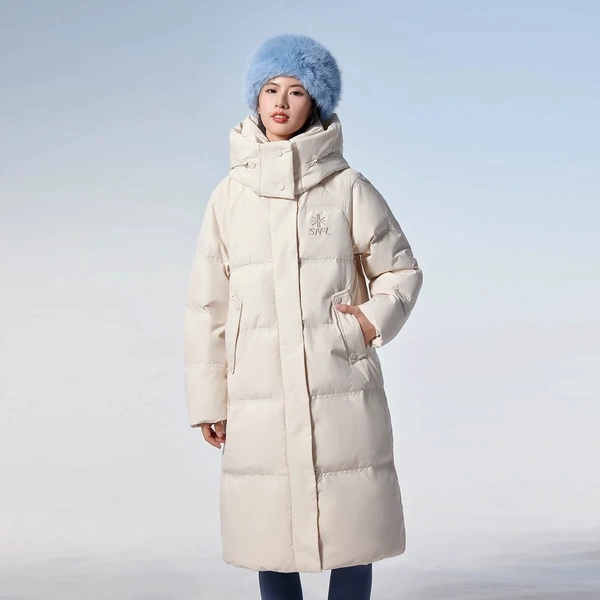 Áo khoác phao lông vũ nữ dáng trung dài giữ ấm mùa đông thời...