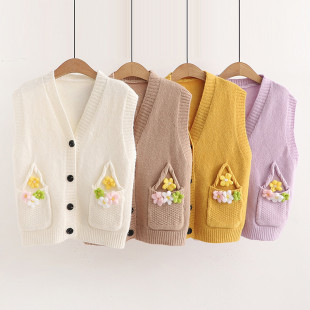 Áo len gile nữ đính hoa