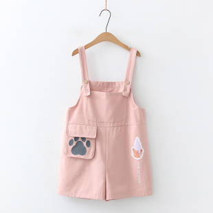 Quần yếm nữ hình cây kem và dấu chân mèo