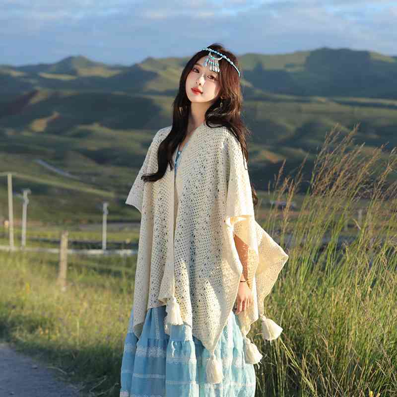 Khăn choàng nữ phong cách retro dệt kim