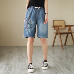 Quần short jean nữ phong cách retro