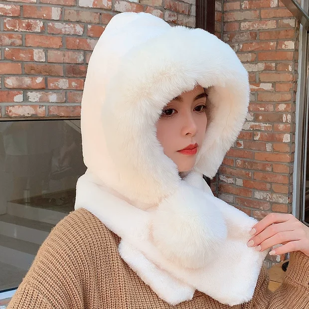 Mũ mùa đông khăn choàng cổ nhung ấm áp cho nữ chống lạnh, dày...