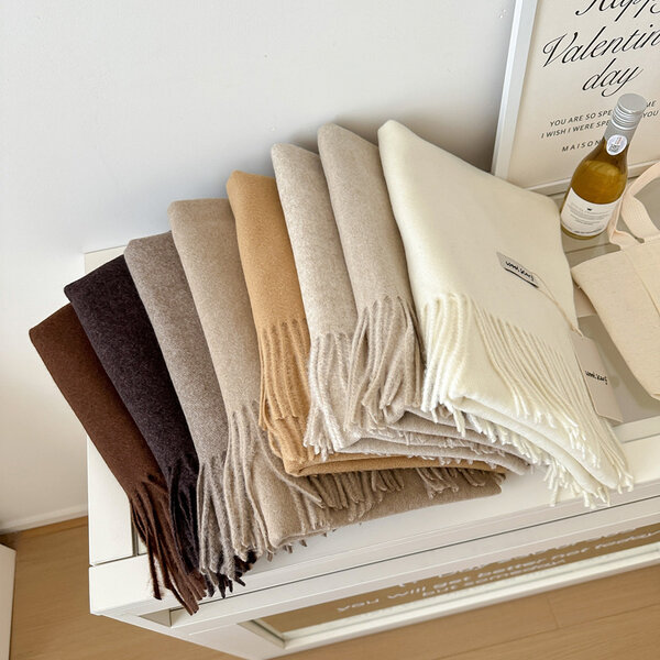 Khăn choàng cổ nữ chất liệu len lông cừu mùa thu đông, mềm...