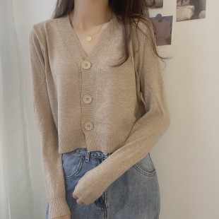 Áo khoác len cardigan nữ mỏng dáng croptop