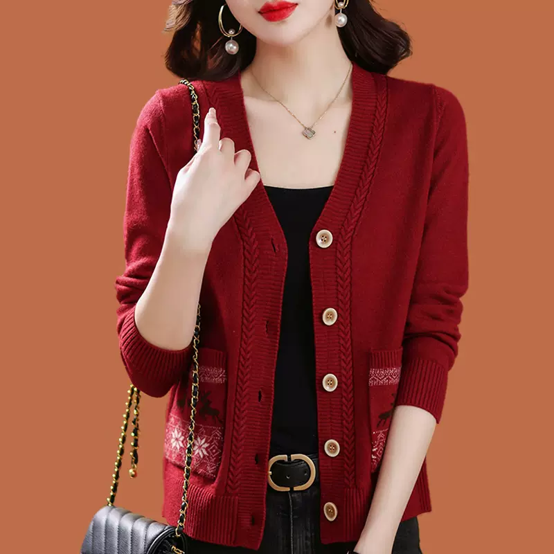 Áo khoác len cardigan nữ dệt kim