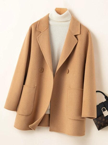 Áo khoác dạ lông cừu form ngắn cho nữ