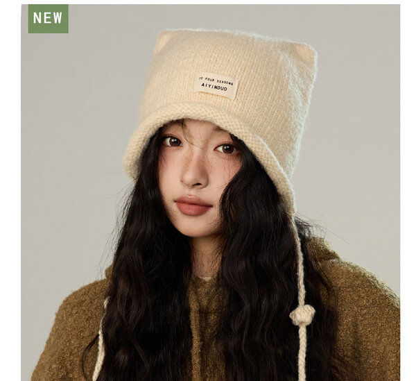 Mũ len tai mèo dễ thương dành cho nữ mùa thu đông