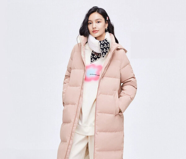Áo khoác phao lông vũ nữ lông vịt trắng dáng dài đơn giản
