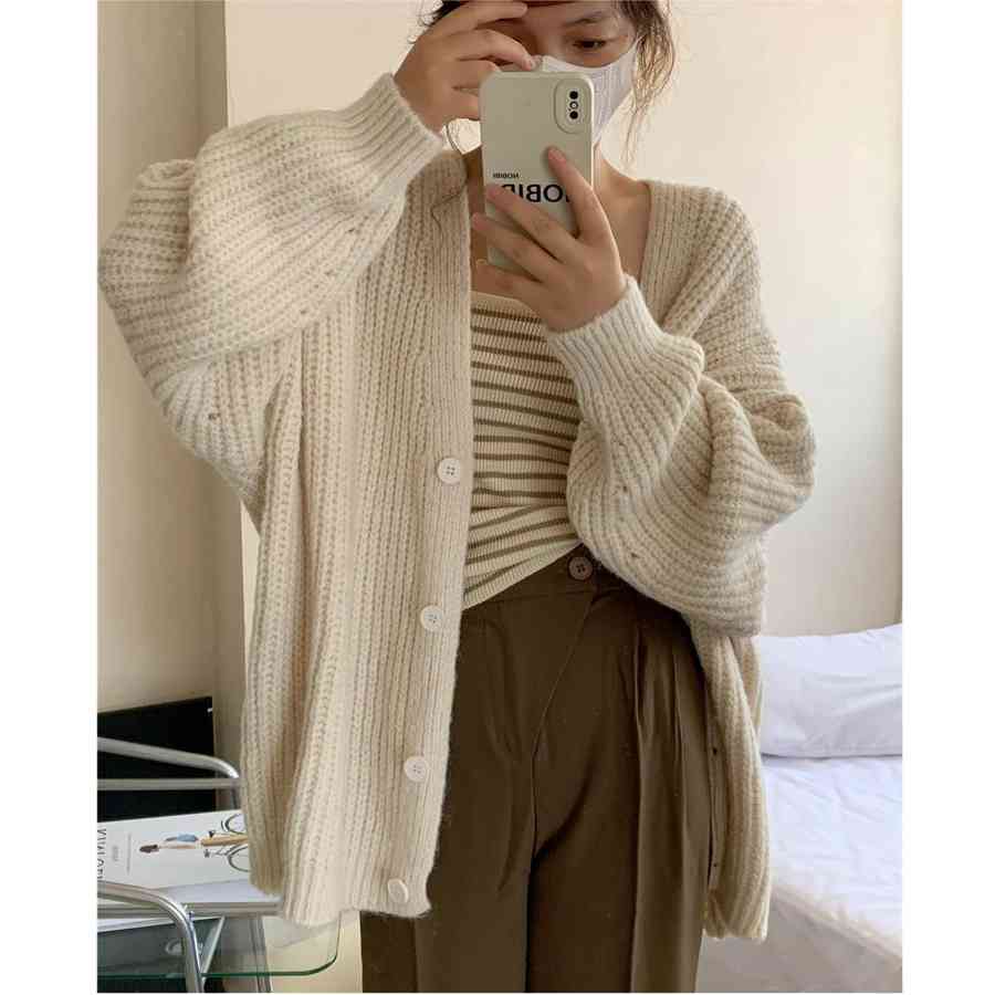 Áo len cardigan nữ tay cánh dơi  mùa thu đông