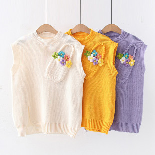 Áo len gile nữ đính giỏ hoa