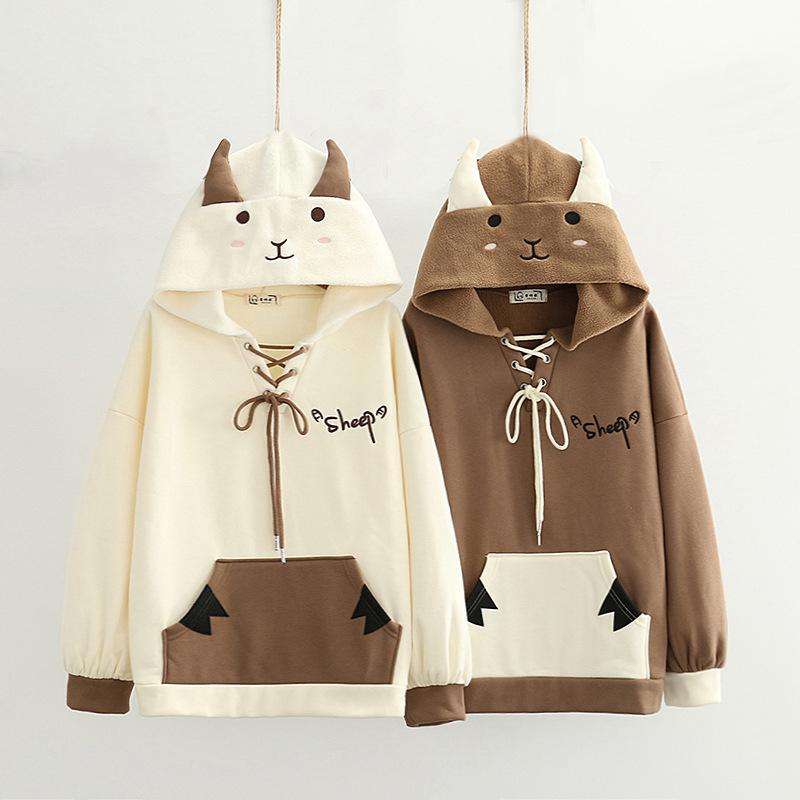 Áo hoodie nữ hình cừu