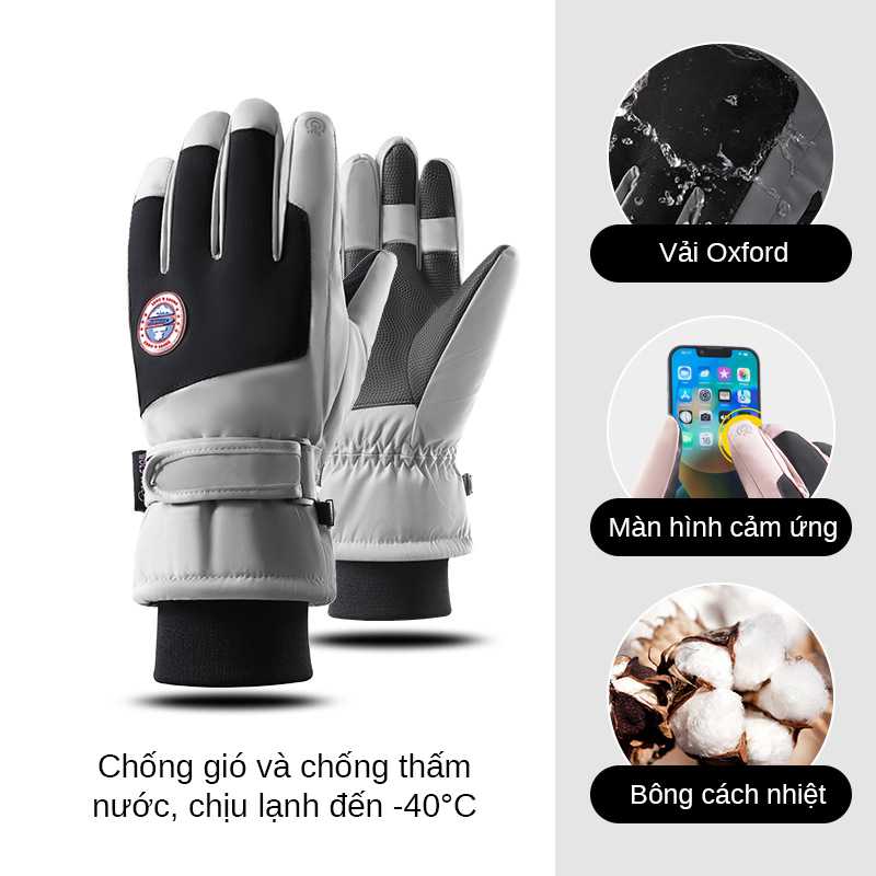 Găng tay đi tuyết nữ chống thấm nước, màn hình cảm ứng
