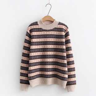 Áo len cổ tròn nữ phong cách retro