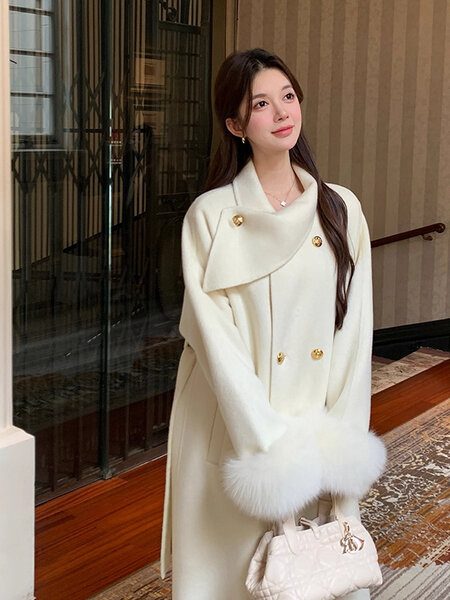 Áo khoác dạ lông cừu nữ phong cách tiểu thư sang chảnh mùa thu...