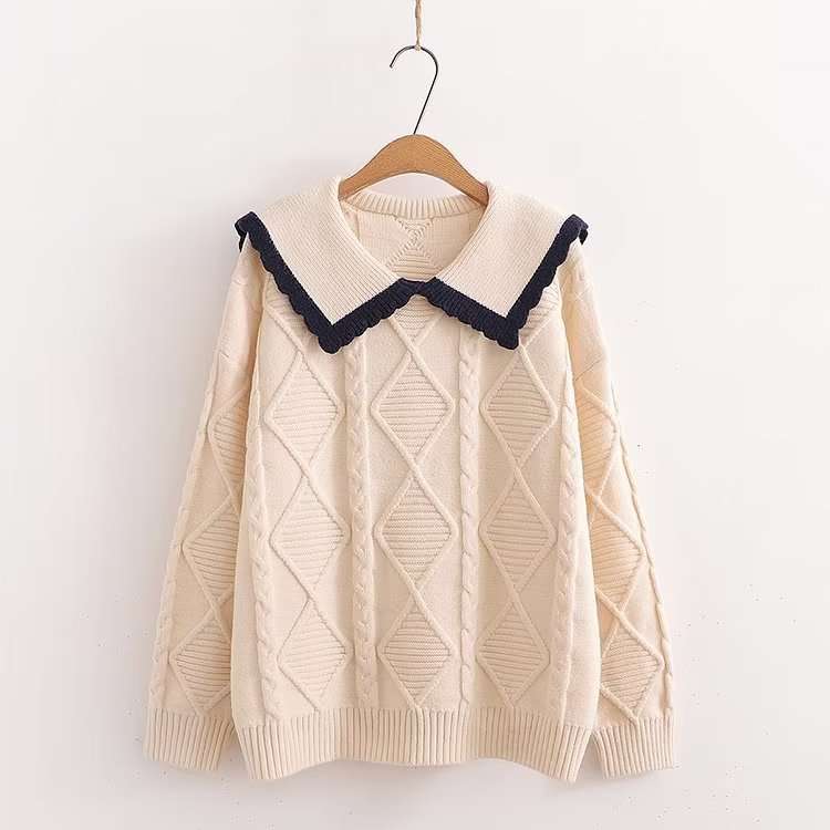 Áo len nữ kiểu thủy thủ form rộng