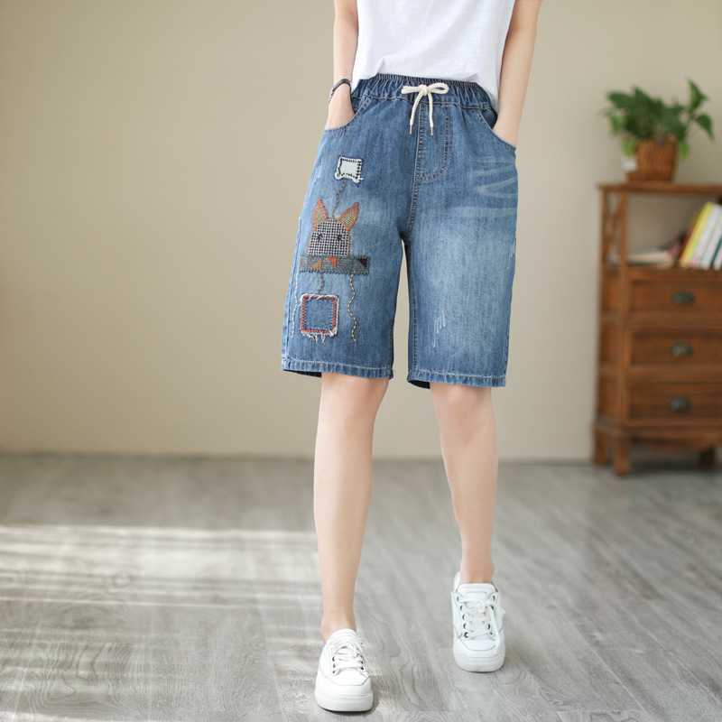 Quần short jean nữ phong cách retro