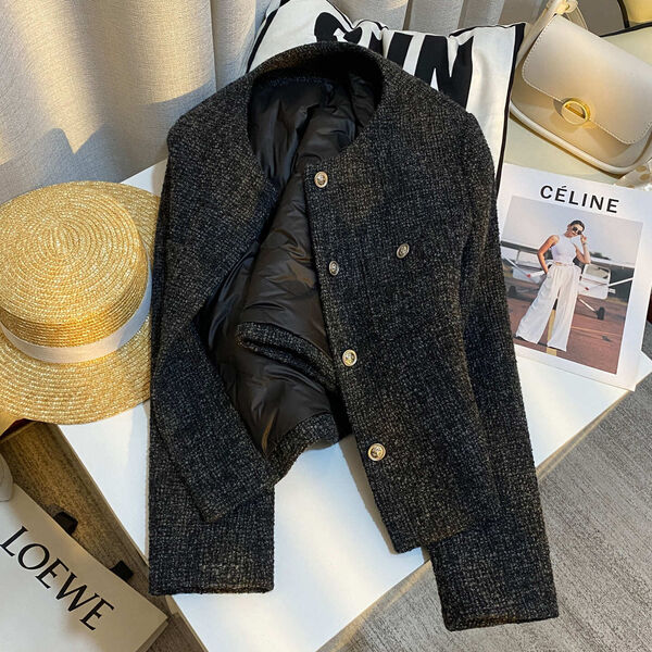 Áo khoác dạ tweed nữ phong cách tiểu thư cổ điển