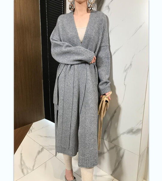 Áo len dệt kim dày xẻ tà cho nữ