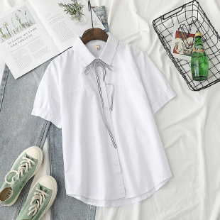 Áo sơ mi trắng nữ cổ đính nơ