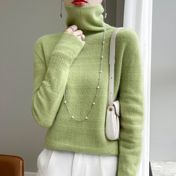 Áo len cổ lọ lông cừu nữ giữ ấm mùa thu đông