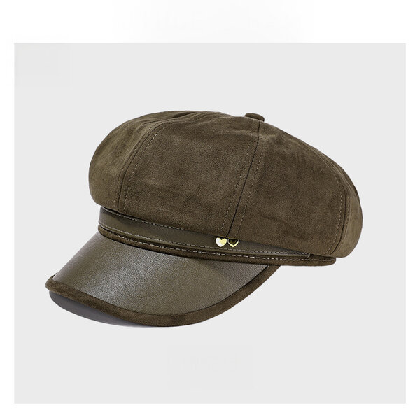 Mũ tám góc bằng da lộn cao cấp kiểu thu đông