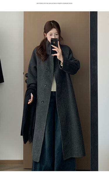 Áo khoác dạ lông cừu nữ mùa thu đông, chất liệu len dày dặn,...