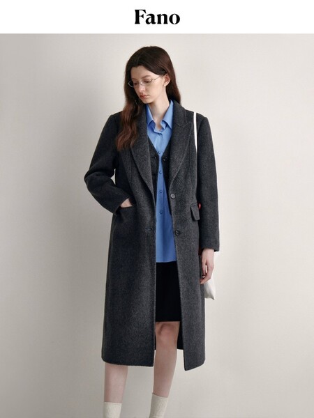 Áo khoác dạ lông cừu dáng dài