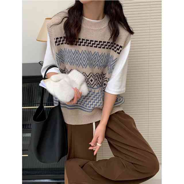 Áo len gile nữ dệt kim