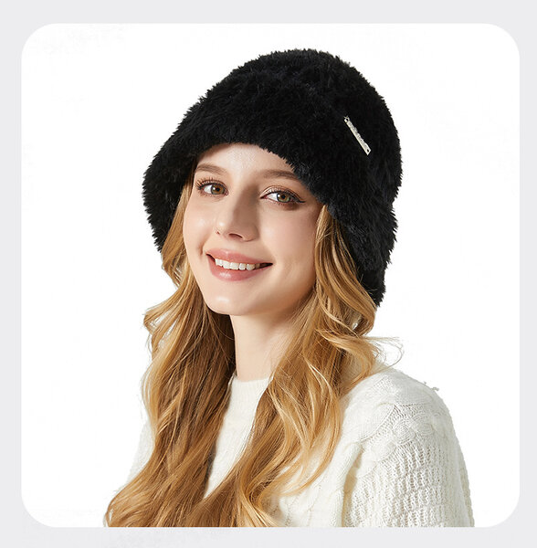 Mũ len nữ kiểu bucket mùa đông thiết kế dày dặn giữ ấm