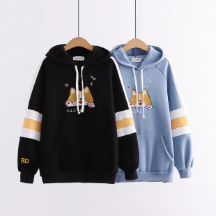 Áo hoodie nữ thêu hình chú chó Shiba Inu