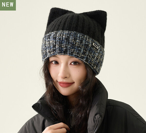 Mũ len tai mèo dày dặn, giữ ấm cho mùa thu đông